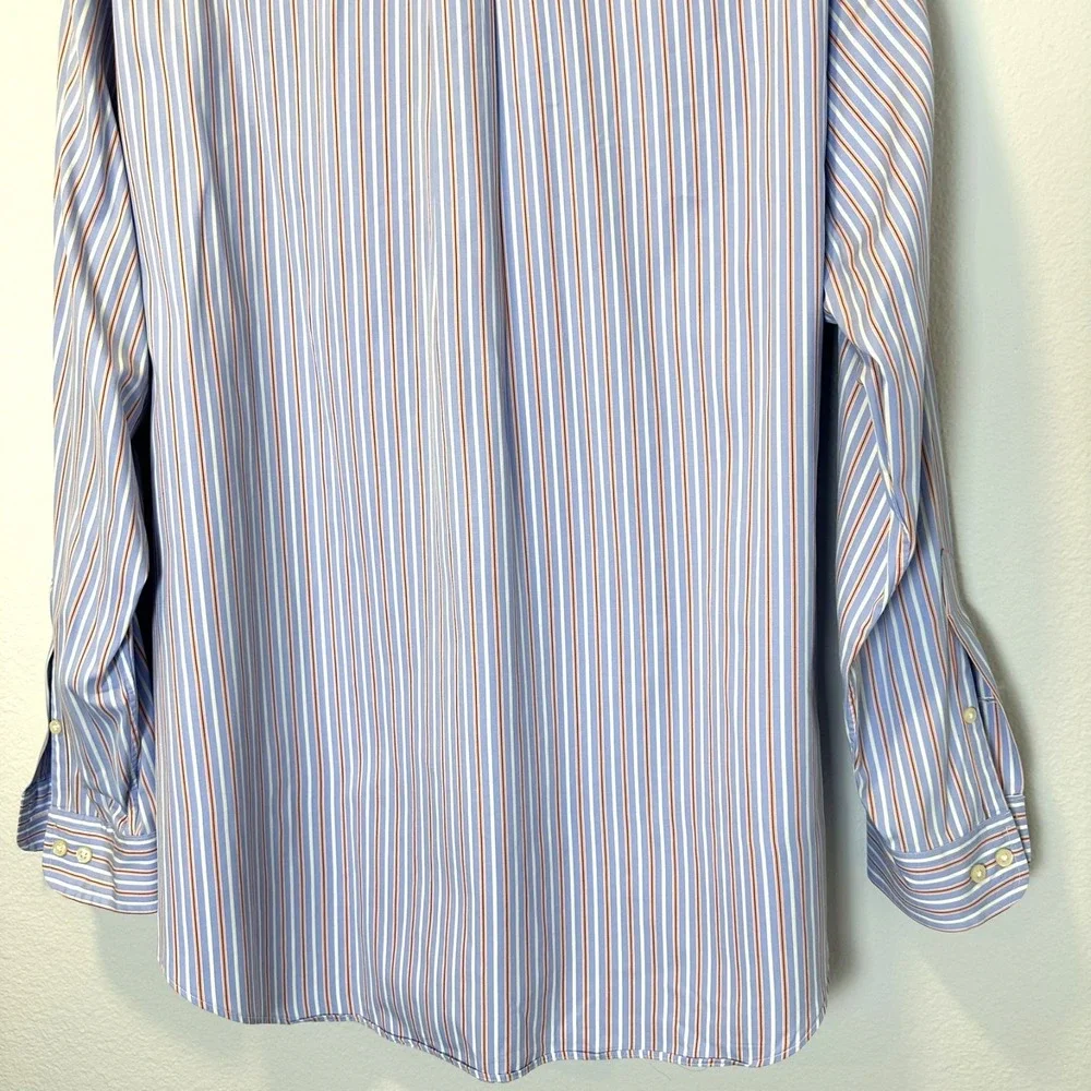 Ralph Lauren Men's 17.5- 34/35 Button Shirt‎ Long Sleeve Striped Blue